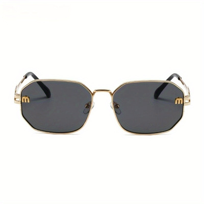Stylish Polygonal for Women - Designer Retro Metal Punk Fashion Shades, Unisex Black Eyewear