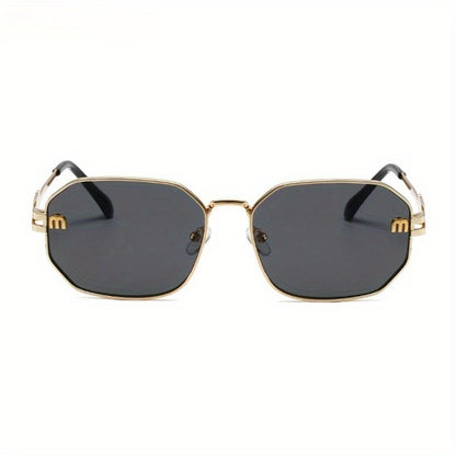Stylish Polygonal for Women - Designer Retro Metal Punk Fashion Shades, Unisex Black Eyewear