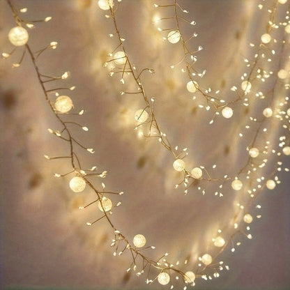 300 Cm / 118.11 Inches Long LED Ice Crack Ball String Lights - Elegant Hanging Decoration, Ramadan String Lights, Suitable for Weddings, Parties, Ramadan Festival, Eid Al-Fitr, Home/Office Decor, No Batteries Required, Easy t