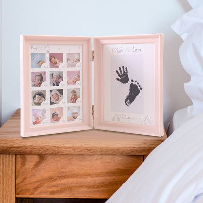 Baby Hand & Footprint Keepsake Frame – PVC Personalized Photo Display with Ink Print Kit for Christmas, Halloween, Thanksgiving & Milestone Memories