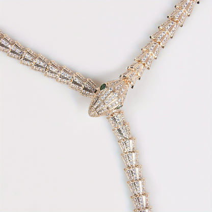 3-Piece Snake-Print Jewelry Set – Stylish Necklace & Earrings Combo for Women, Shiny Luxury Accessories for Parties, Banquets & Special Occasions