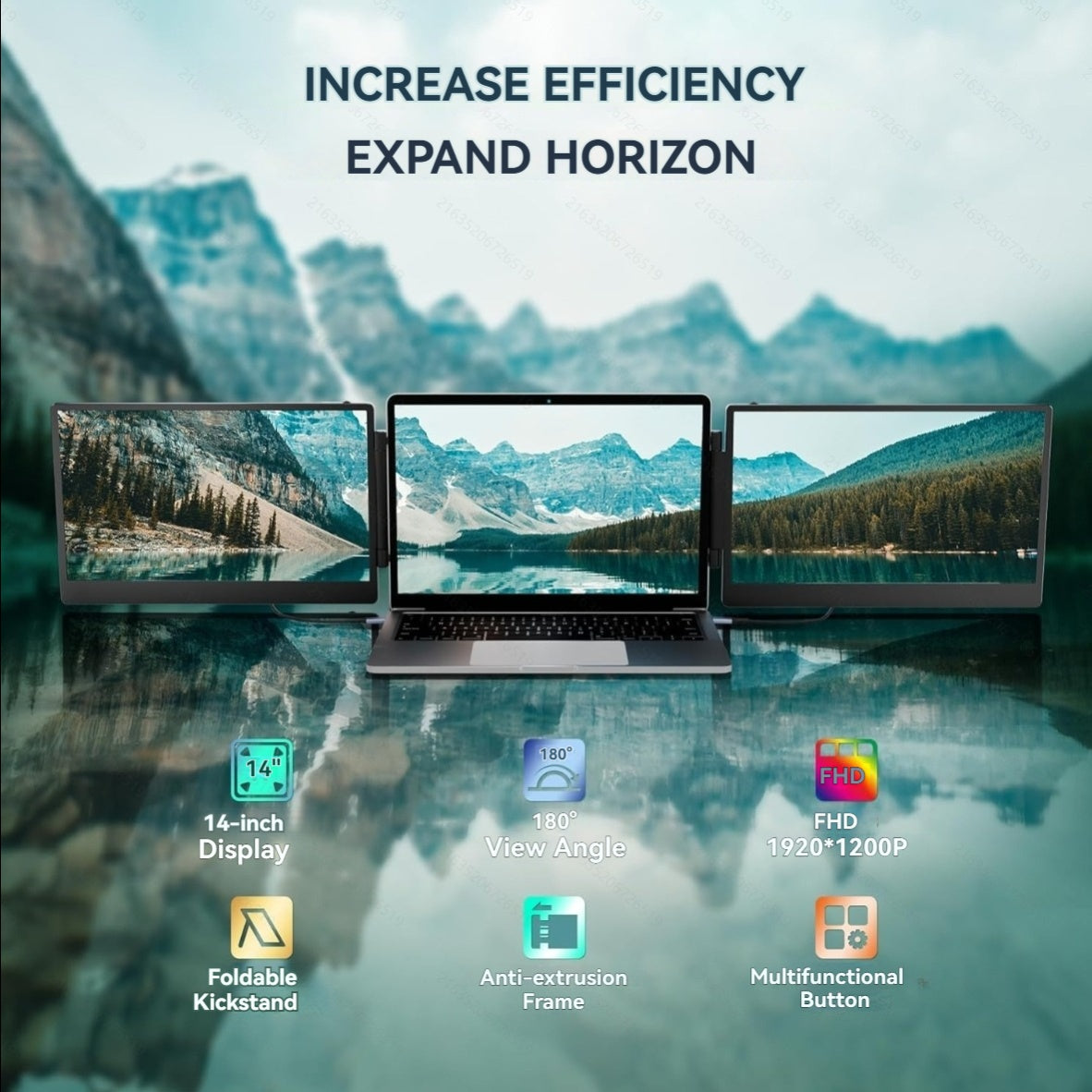 Premium UHD Laptop Screen Extender – 14" FHD 1920×1200 IPS Dual Display with Business Bag, Plug & Play for 13–17" Laptops