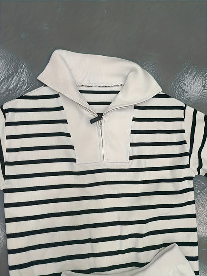 طقم هودي وبنطال مخطط عتيق للنساء - طقم بني مريح من قطعتين لفصل الخريف/الشتاء مع ياقة واقفة وأكمام طويلة وقصة فضفاضة غير رسمية