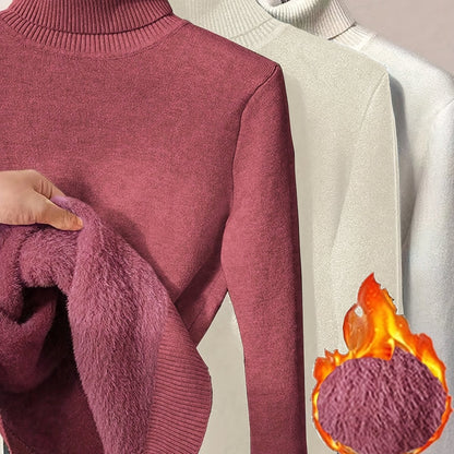 طقم سويت شيرت نسائي من 3 قطع برقبة عالية - ملابس تريكو خريف/شتاء