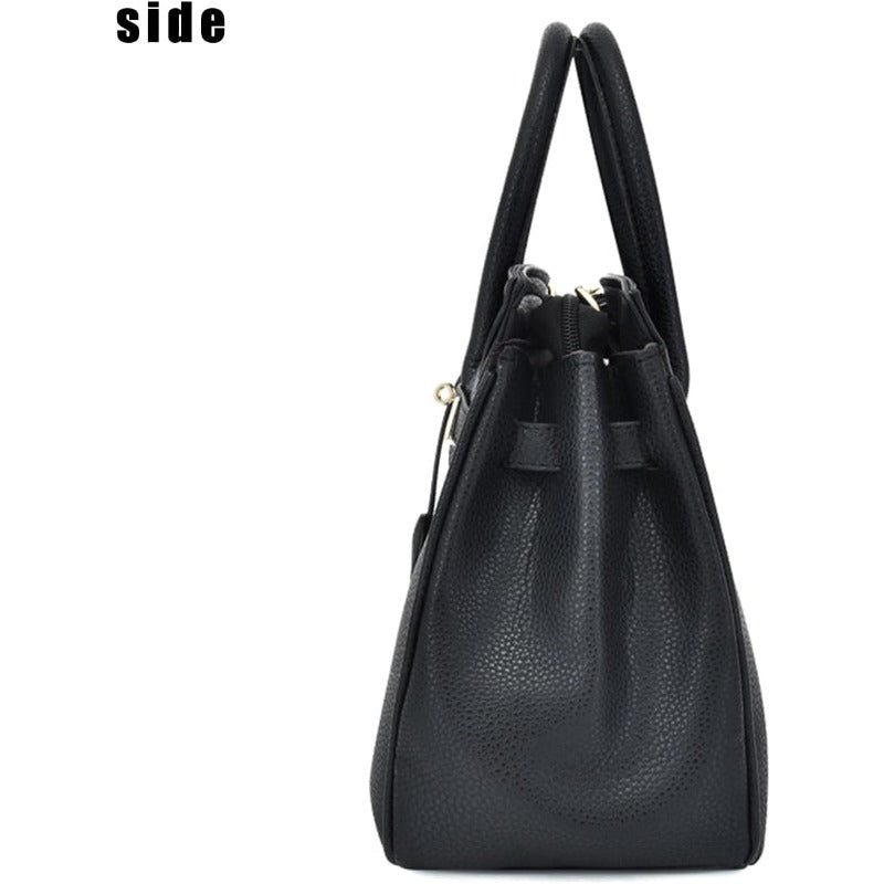 حقيبة يد نسائية كبيرة السعة - حقيبة كتف مصممة بأجزاء معدنية ذهبية اللون، وحزام قابل للتعديل، وتصميم متعدد الجيوب، وحقيبة سفر أنيقة باللون الرمادي/الذهبي