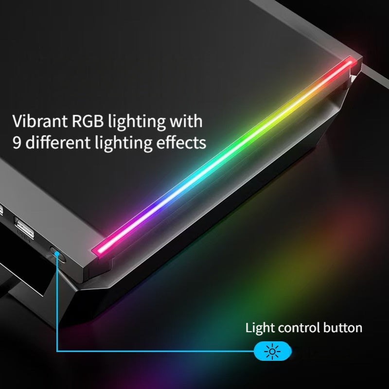 حامل شاشة مزود بأربعة منافذ USB 2.0، وحامل شاشة كمبيوتر بإضاءة RGB مع حامل للهاتف المحمول ودرج تخزين، وحامل شاشة تخزين مكتبي لأجهزة الكمبيوتر الشخصية والمحمولة وأجهزة iMac