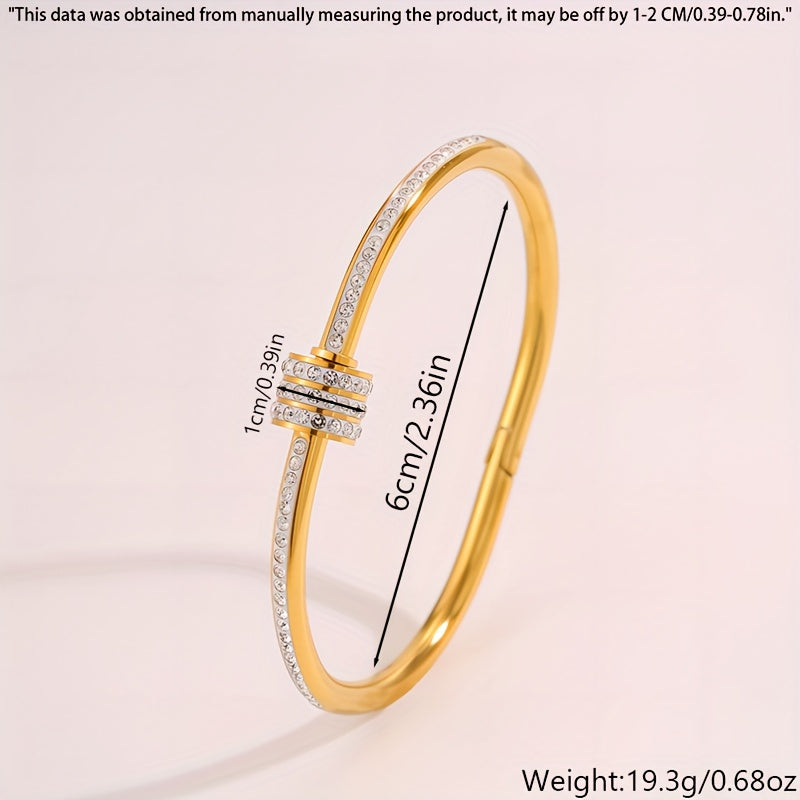 4-Piece Stainless Steel Bracelet & Ring Set – Elegant Interlocking Loop Design with Heart & Rhinestone-Style Accents for Weddings, Parties & Daily Wear