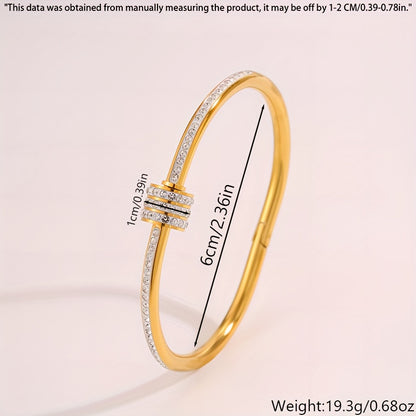 4-Piece Stainless Steel Bracelet & Ring Set – Elegant Interlocking Loop Design with Heart & Rhinestone-Style Accents for Weddings, Parties & Daily Wear