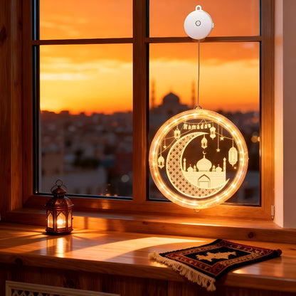 LED Ramadan Lanterns | Moon-Shaped, Multi-Style Hanging Lights for Festive Decoration, Battery-Powered (No Battery Included), Easy Hanging Installation