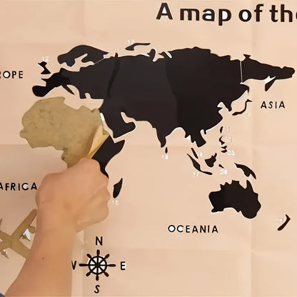 ملصق حائط خريطة العالم الأكريليكي ثلاثي الأبعاد من WINDIR - جدارية زخرفية فضية DIY (71 × 40 بوصة) لغرفة المعيشة وغرفة النوم والمكتب وديكور جدار التلفزيون