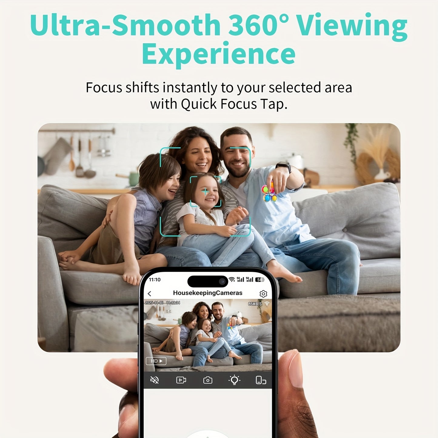 360° Panoramic 2K HD Security Camera – AI Motion Detection, Night Vision, 2.4G/5G WiFi, Google Assistant Compatible (Battery Not Included)