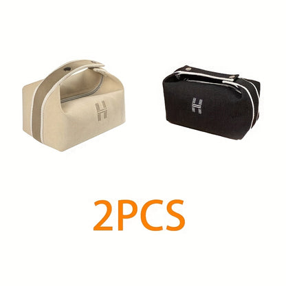 2pcs Chic Canvas Storage Bags – Portable Mini Organizers for Coins, Keys & Makeup, Stylish Travel Essentials