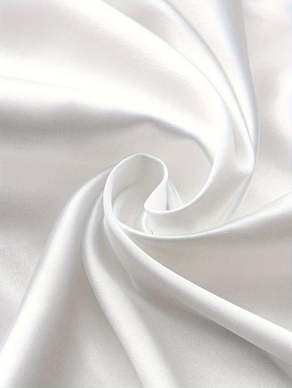 Women’s 2-Set Satin Pajama Collection – Long-Sleeve & Long-Pants Solid Color Sleepwear with Turned Collar and Elegant Button Detailing for Autumn/Winter