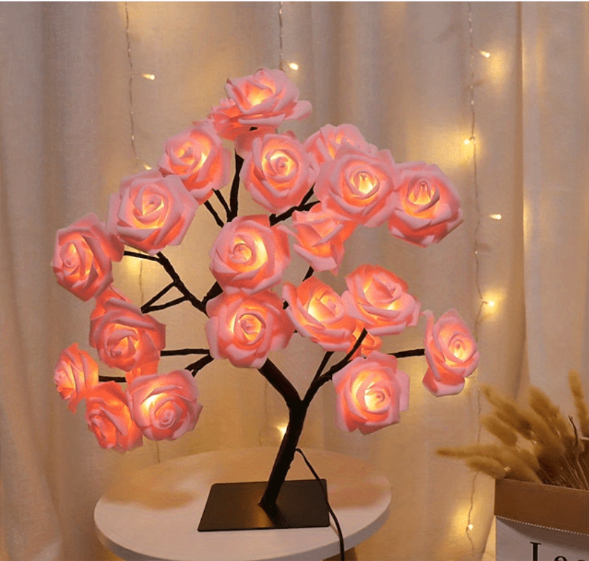 LED Rose Flower Lamp – Romantic 24-LED USB Fairy Light for Bedroom, Wedding & Valentine’s Day Decor