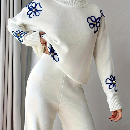 2026 Embroidered Sweater Set – Elegant Light Beige Women’s Outfit with Soft, Skin-Friendly Fabric