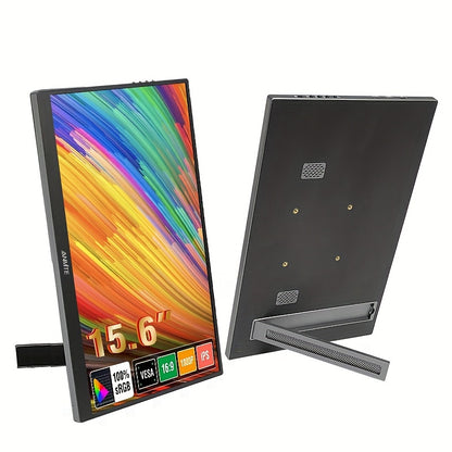 Anmite 15.6-Inch Portable Touch Monitor, 1080P HDR, Built-In Vertical Stand, Low Blue Light, Suitable for Xbox/Ps5/Switch/Mobile/Pc/Laptop Expansion.