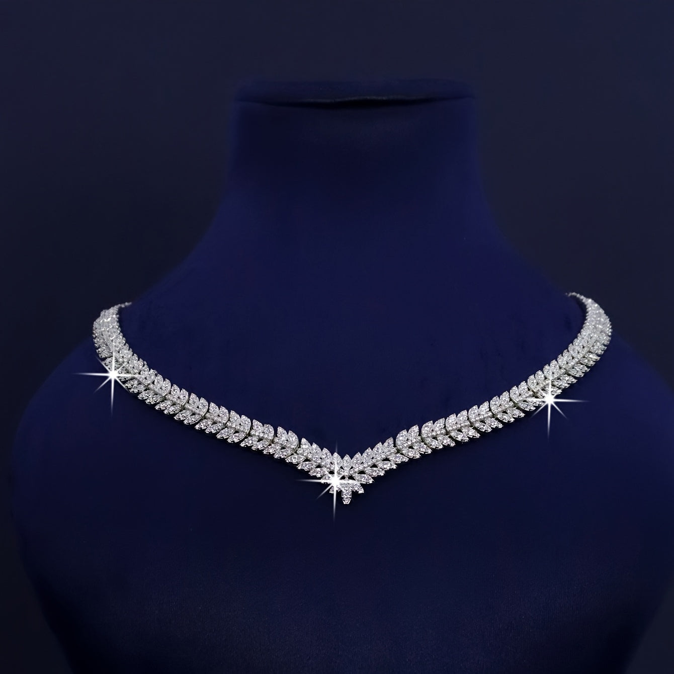 Women’s 5-Piece Leaf Design Bridal Jewelry Set – White Zirconia Ring, Necklace, Earrings & Bracelet for Weddings, Anniversaries & Valentine’s Day