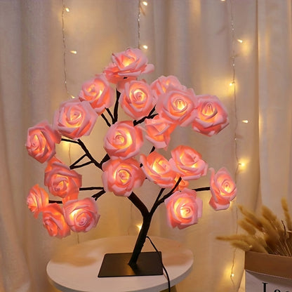 LED Rose Flower Lamp – Romantic 24-LED USB Fairy Light for Bedroom, Wedding & Valentine’s Day Decor
