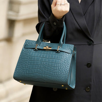 Women’s Crocodile-Pattern Tote Handbag – Large Capacity Daily Use Bag with Zipper Closure & Adjustable Shoulder Strap, Fashionable Office & Travel Accessory