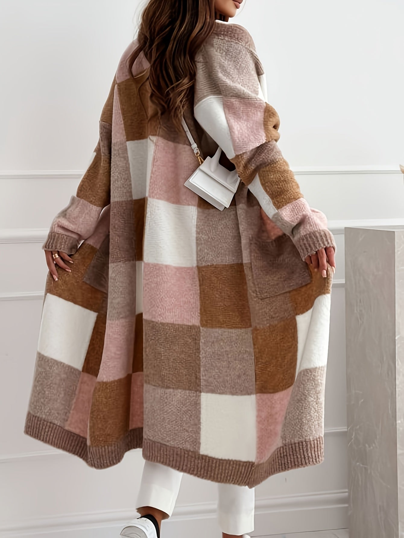 2025 Women’s Color-Block Cardigan – Casual & Elegant Long-Sleeve Knit for Autumn & Winter