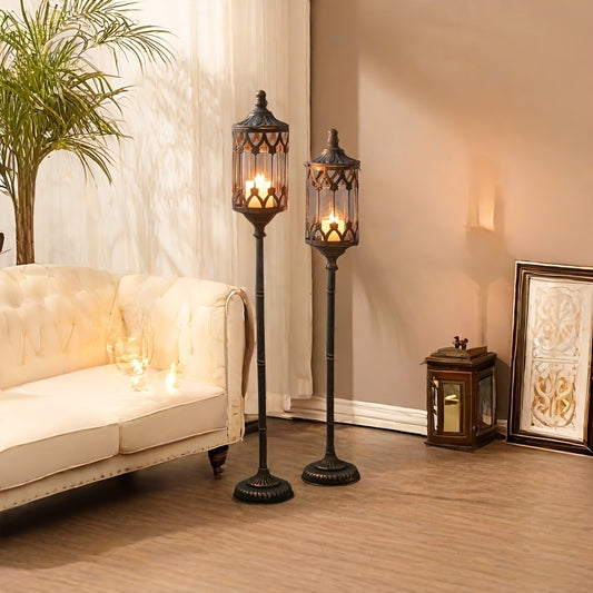 حامل شموع أرضي منزلي، حامل شموع مزخرف لغرفة المعيشة، تصميم أوروبي عتيق مجوف