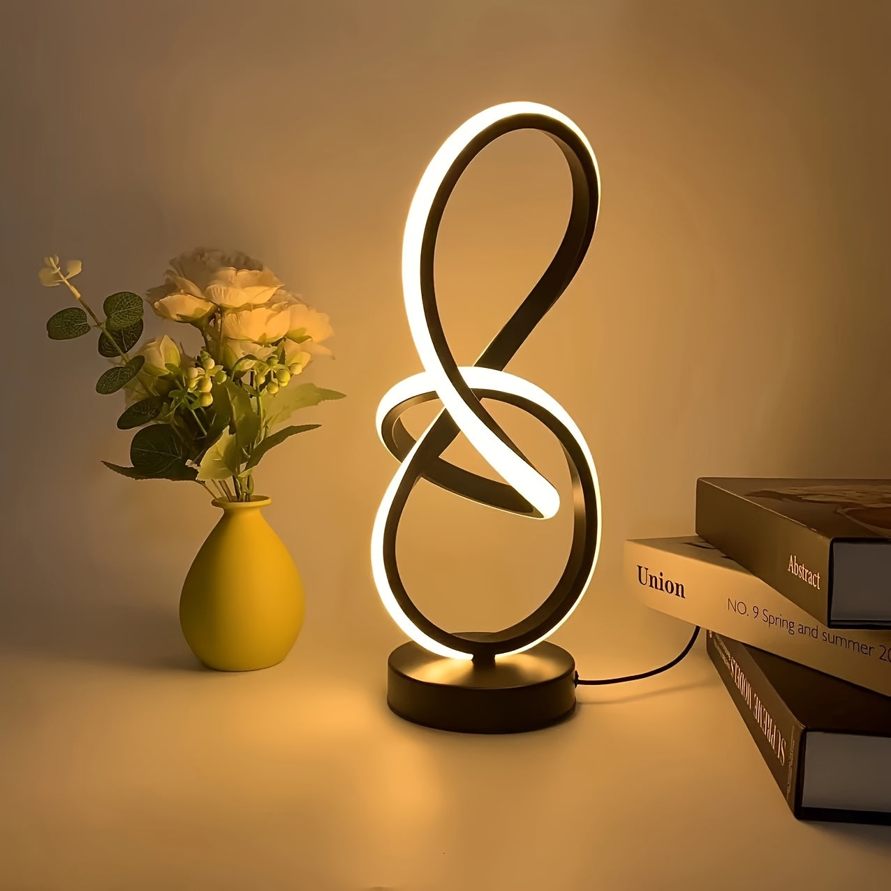 Modern Digital “8” Desk Lamp – USB Powered with 3-Color Dimming, Stylish Black Design for Bedroom & Living RoomDesk Lamp / Home Lighting
