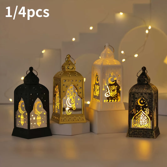 1/4pcs Ramadan Festival Moon and Stars LED Candlestick Lamp, Vintage Decorative Lamp Suitable for Home, Valentine's Day, Eid Al-Fitr Decorative Ambiance Lighting Table Lamp