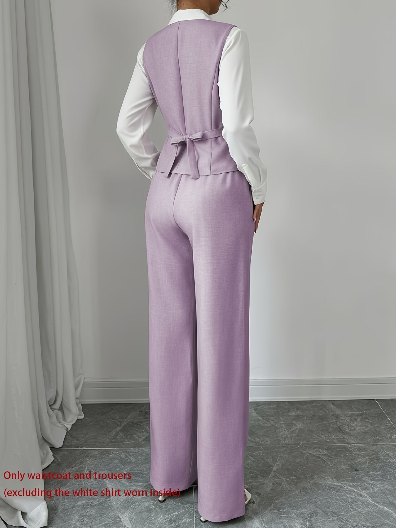 Women’s Sleeveless Cinched-Waist Vest & High-Waisted Wide-Leg Pants Set – Elegant Solid-Color Summer Two-Piece Outfit