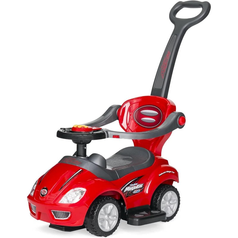 Toy Land 3-in-1 Push & Pedal Ride-On Car – Convertible Stroller-Style Vehicle with Parent Handle, Safety Belt & Sound Effects for Boys & Girls