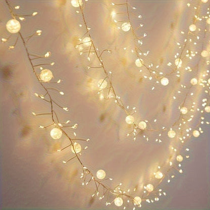 300 Cm / 118.11 Inches Long LED Ice Crack Ball String Lights - Elegant Hanging Decoration, Ramadan String Lights, Suitable for Weddings, Parties, Ramadan Festival, Eid Al-Fitr, Home/Office Decor, No Batteries Required, Easy t