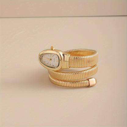 Bohemian Snake Quartz Watch – Stylish Flexible Coil Strap, Oval Case, Trendy Decorative Design, Perfect Gift for Women