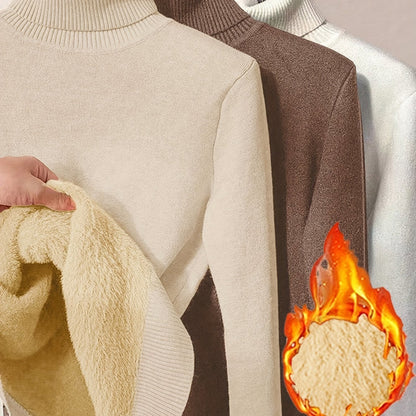 طقم سويت شيرت نسائي من 3 قطع برقبة عالية - ملابس تريكو خريف/شتاء