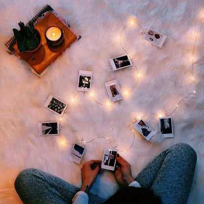 [Fairy Light Strip] 1pc 100LED Fairy Light Strip, Copper Light Rope 10M with 40 Clips, Battery Operation Garland for Bedroom, Family Party, Wedding, Christmas Decoration