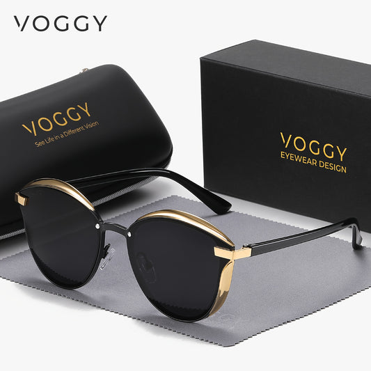 VOGGY Retro Butterfly Polarized Sunglasses – Stylish Metal Frame Unisex Eyewear for Driving & Parties