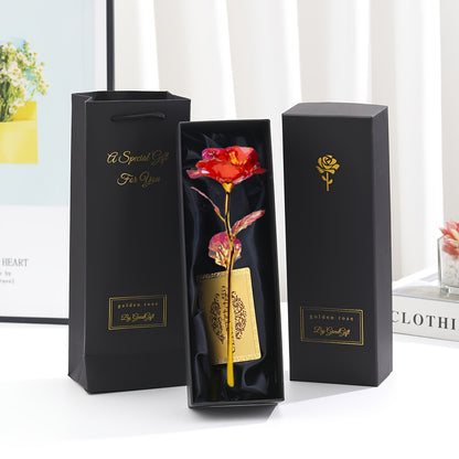 Golden Foil Rose Gift Box Set – Elegant Faux Rose Keepsake for Mother’s Day, Birthdays, Parties & Romantic Gifts