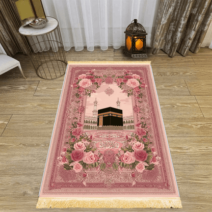 1pc 1pcs Luxurious Thick Prayer Mat Suitable for Islamic Home Prayer - Non-Slip Foldable Muslim Prayer, Machine Washable Soft Comfortable Prayerative Mat for &, Portable for Travel or Indoor Use with Tassels ()