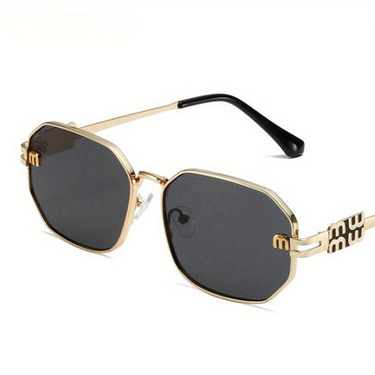 Stylish Polygonal for Women - Designer Retro Metal Punk Fashion Shades, Unisex Black Eyewear
