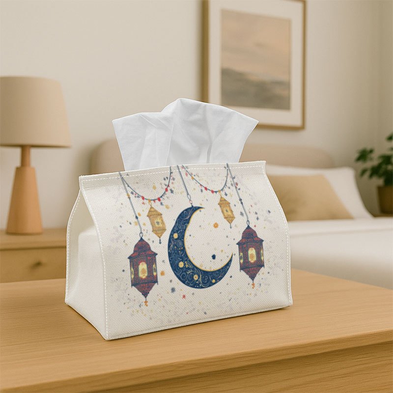 1pc Contemporary Artistic Tissue Box with Lantern And Crescent Design, Made from Durable Fabric for Use in Kitchen, Living Room, Bedroom, And Car, Ideal for Home And Party Decorations