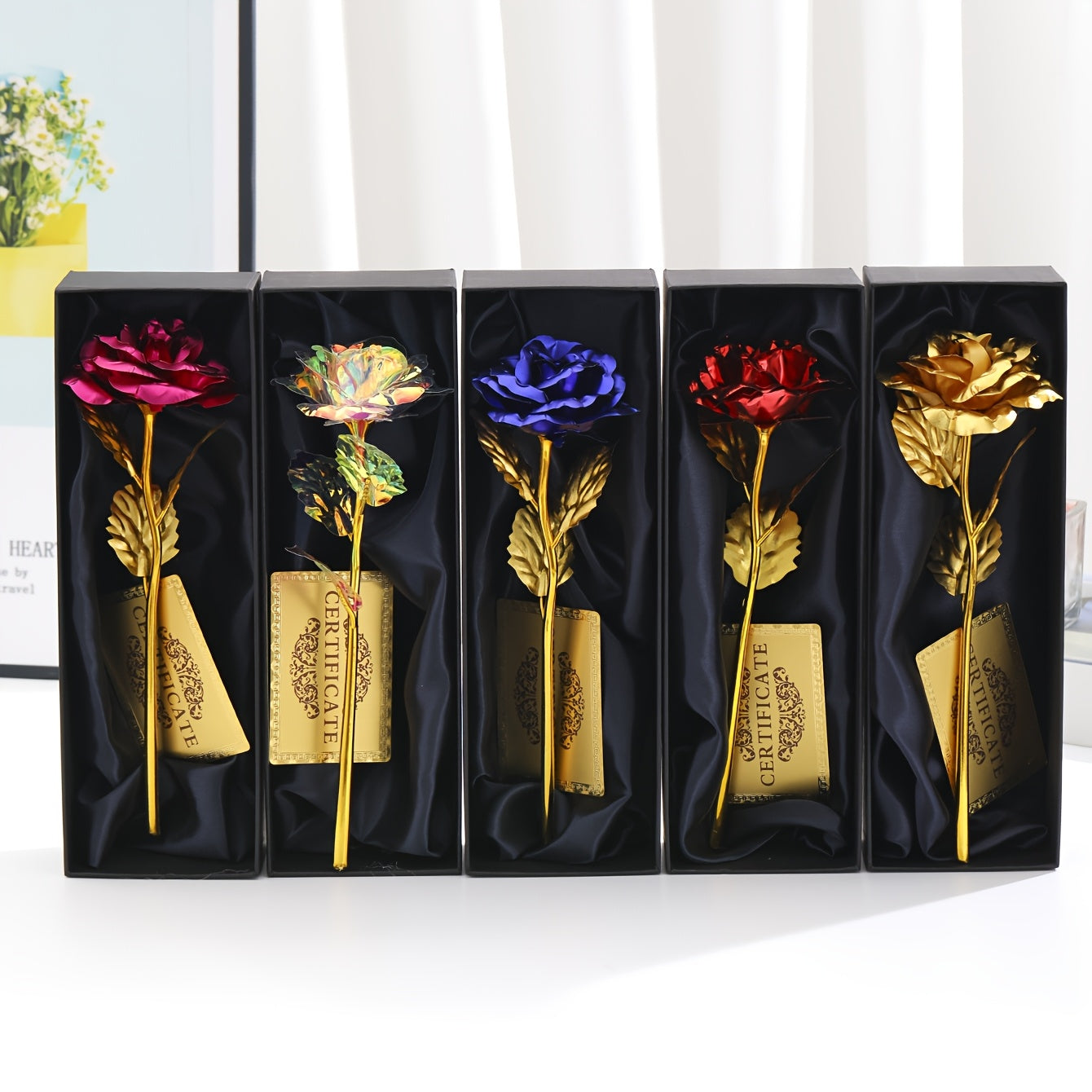 Golden Foil Rose Gift Box Set – Elegant Faux Rose Keepsake for Mother’s Day, Birthdays, Parties & Romantic Gifts