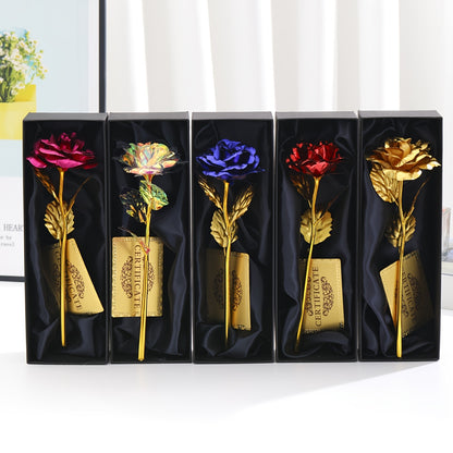 Golden Foil Rose Gift Box Set – Elegant Faux Rose Keepsake for Mother’s Day, Birthdays, Parties & Romantic Gifts