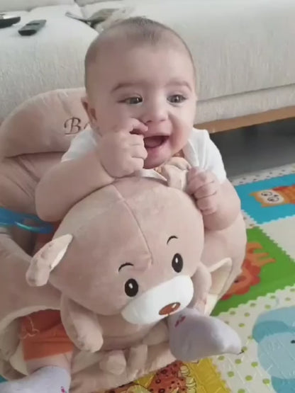 [Soft Youngsters Chair] LIBSIT Soft Plush Youngsters Chair | PVC Material, Green Cartoon Design, Infant Support Seat for Sit and Stand Practice, Safe and Comfortable Learning Sofa for Youngsters