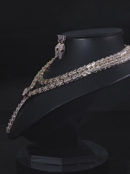 3-Piece Snake-Print Jewelry Set – Stylish Necklace & Earrings Combo for Women, Shiny Luxury Accessories for Parties, Banquets & Special Occasions