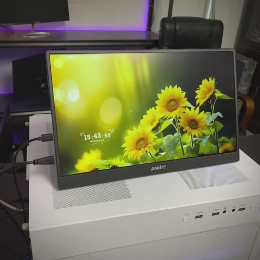 Anmite 15.6-Inch Portable Touch Monitor, 1080P HDR, Built-In Vertical Stand, Low Blue Light, Suitable for Xbox/Ps5/Switch/Mobile/Pc/Laptop Expansion.