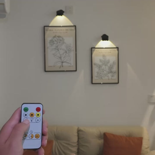 Rechargeable LED Wall Lamp – 360° Rotating Spotlight with Remote & Touch Control, 3-Color Dimming for Home & Gallery