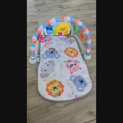 Animal-Themed Baby Fitness Rack Toy – Musical Pedal Piano Play Mat with Soft Blanket, Perfect for 0–12M Toddlers & Holiday Gifts