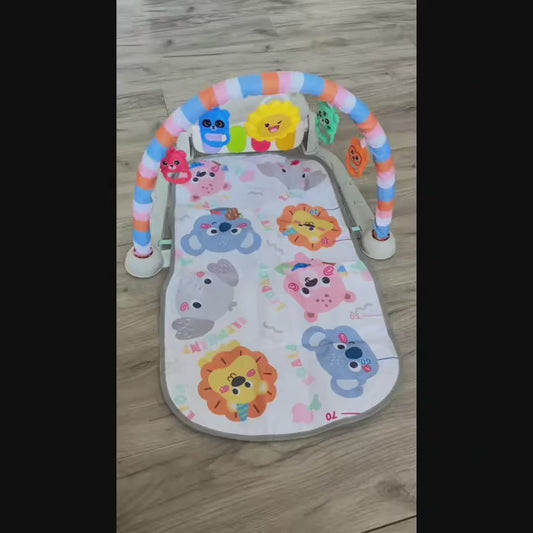 Animal-Themed Baby Fitness Rack Toy – Musical Pedal Piano Play Mat with Soft Blanket, Perfect for 0–12M Toddlers & Holiday Gifts