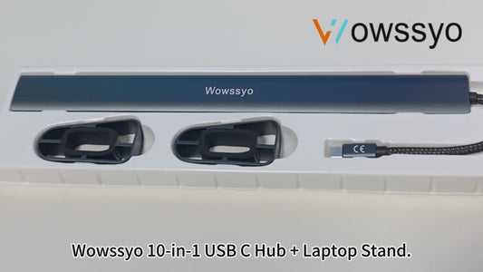 Wowssyo 10-in-1 USB-C Docking Station – Triple Display Hub with 4K HDMI, 100W PD, Ethernet, SD/TF, Audio & USB 3.0