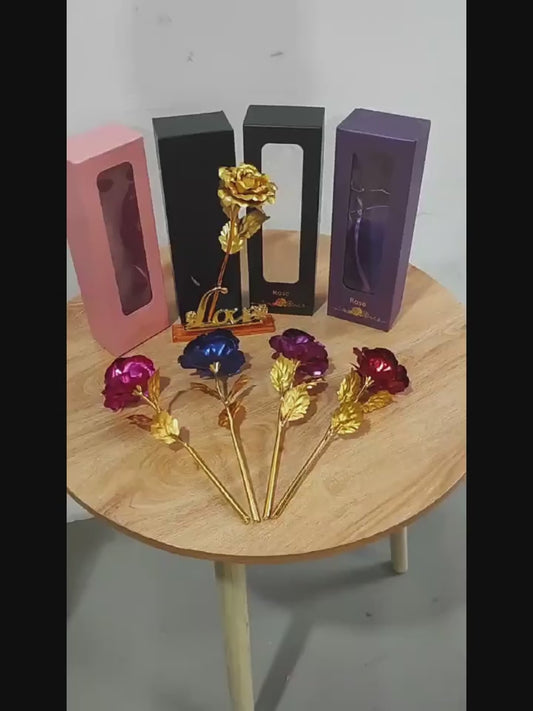 Golden Foil Rose Gift Box Set – Elegant Faux Rose Keepsake for Mother’s Day, Birthdays, Parties & Romantic Gifts