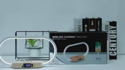 10W Fast Wireless Charging Station with Adjustable LED Desk Lamp, Night Light & Clock – Touch Control USB Charger for iPhone, Samsung & Smartwatches