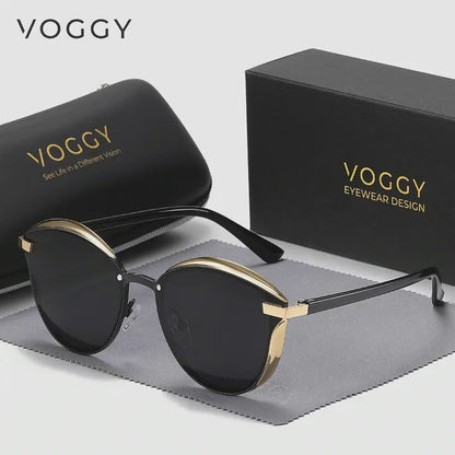 VOGGY Retro Butterfly Polarized Sunglasses – Stylish Metal Frame Unisex Eyewear for Driving & Parties
